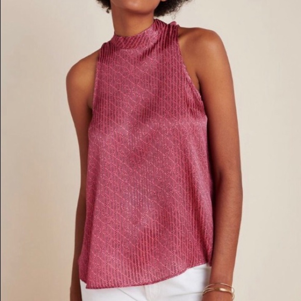 Anthropologie Maeve High Neck Tank Size XS New with Tag red pink date night